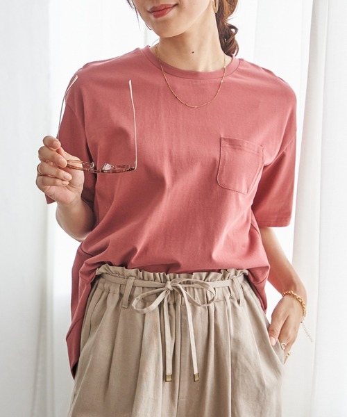 ikka(イッカ)の「【プチプラ1990円(税抜)】冷感コットン半袖ポケットTシャツ(Tシャツ/カットソー・レディース・グレー/ピンク/ライトグリーン/ブラック/オフホワイト/ホワイト・L/M/S)」の6枚目の写真