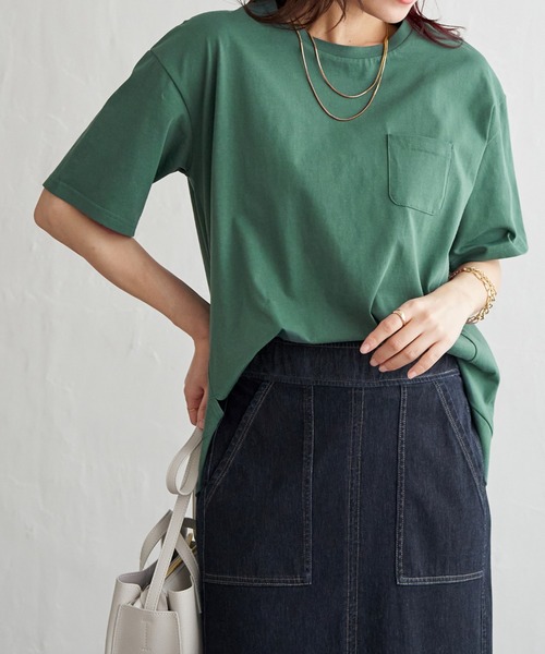 ikka(イッカ)の「【プチプラ1990円(税抜)】冷感コットン半袖ポケットTシャツ(Tシャツ/カットソー・レディース・グレー/ピンク/ライトグリーン/ブラック/オフホワイト/ホワイト・L/M/S)」の5枚目の写真