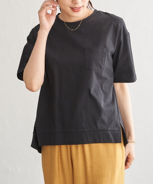 ikka(イッカ)の「【プチプラ1990円(税抜)】冷感コットン半袖ポケットTシャツ(Tシャツ/カットソー・レディース・グレー/ピンク/ライトグリーン/ブラック/オフホワイト/ホワイト・L/M/S)」の2枚目の写真