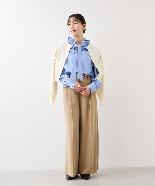 VIS（ビス）の「フリルネックブラウス（シャツ/ブラウス・レディース・オフホワイト/サックスブルー/ダークブラウン・FREE）」の18枚目の写真