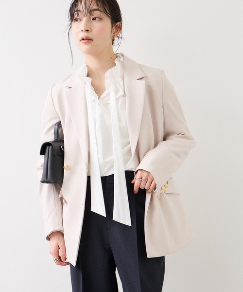 VIS（ビス）の「フリルネックブラウス（シャツ/ブラウス・レディース・オフホワイト/サックスブルー/ダークブラウン・FREE）」の11枚目の写真