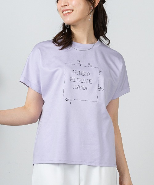 STUDIO PICONE（スタジオピッコーネ）の「コットン100％UV冷感刺繍プルオーバー（Tシャツ/カットソー・レディース・ブラック/ライトパープル/ライトグレー/ライトグリーン・LL/L/M）」の13枚目の写真
