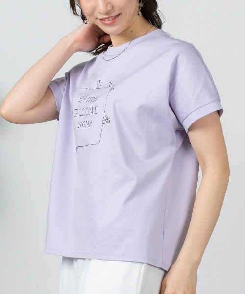 STUDIO PICONE（スタジオピッコーネ）の「コットン100％UV冷感刺繍プルオーバー（Tシャツ/カットソー・レディース・ブラック/ライトパープル/ライトグレー/ライトグリーン・LL/L/M）」の14枚目の写真