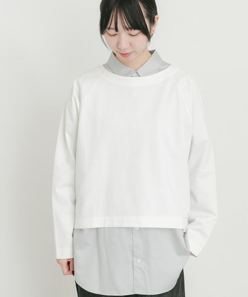 EKAL(エカル)の「シルケットコットンロングスリーブTシャツ(Tシャツ/カットソー・レディース・ネイビー/オフホワイト・ONE)」の22枚目の写真