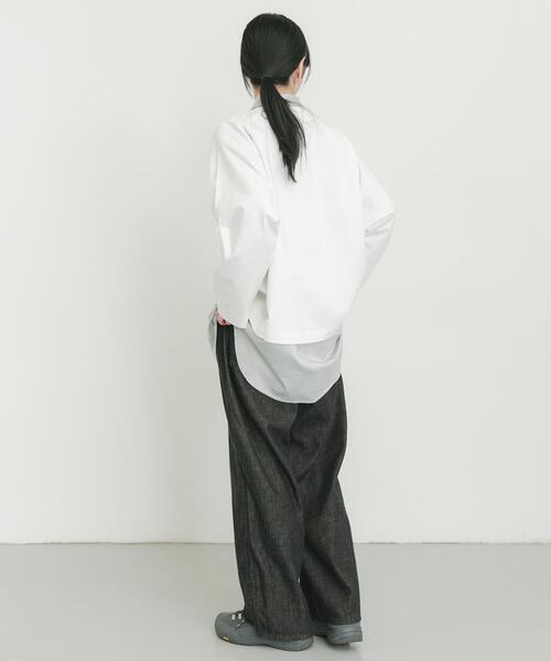 EKAL(エカル)の「シルケットコットンロングスリーブTシャツ(Tシャツ/カットソー・レディース・ネイビー/オフホワイト・ONE)」の4枚目の写真