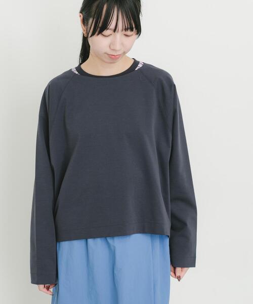 EKAL(エカル)の「シルケットコットンロングスリーブTシャツ(Tシャツ/カットソー・レディース・ネイビー/オフホワイト・ONE)」の9枚目の写真