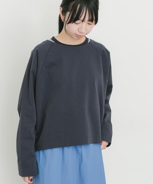 EKAL(エカル)の「シルケットコットンロングスリーブTシャツ(Tシャツ/カットソー・レディース・ネイビー/オフホワイト・ONE)」の10枚目の写真