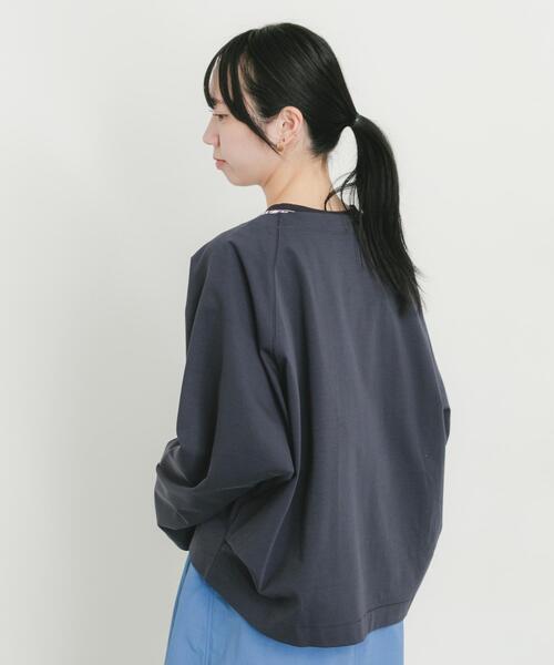 EKAL(エカル)の「シルケットコットンロングスリーブTシャツ(Tシャツ/カットソー・レディース・ネイビー/オフホワイト・ONE)」の12枚目の写真