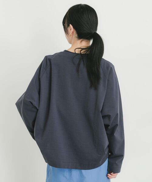 EKAL(エカル)の「シルケットコットンロングスリーブTシャツ(Tシャツ/カットソー・レディース・ネイビー/オフホワイト・ONE)」の13枚目の写真