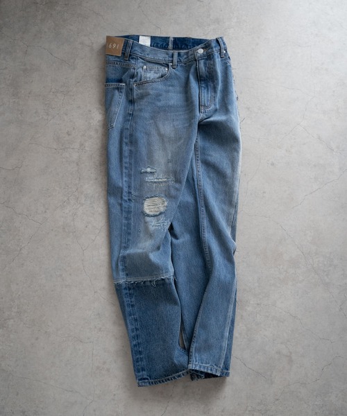 Iroquois（イロコイ）の「ASYMMETRICAL STRAIGHT PANTS（デニムパンツ・メンズ・ライトインディゴブルー/ダークブラック/ライトブラック/ダークインディゴブルー・2/4/3/5）」の4枚目の写真