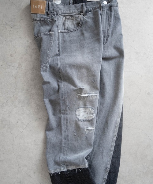 Iroquois（イロコイ）の「ASYMMETRICAL STRAIGHT PANTS（デニムパンツ・メンズ・ライトインディゴブルー/ダークブラック/ライトブラック/ダークインディゴブルー・2/4/3/5）」の2枚目の写真