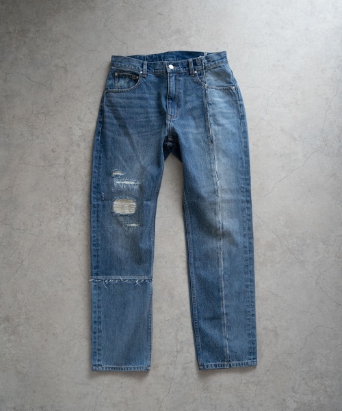 Iroquois（イロコイ）の「ASYMMETRICAL STRAIGHT PANTS（デニムパンツ・メンズ・ライトインディゴブルー/ダークブラック/ライトブラック/ダークインディゴブルー・2/4/3/5）」の3枚目の写真