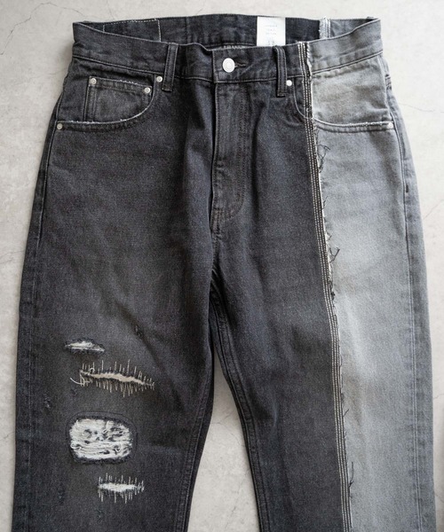 Iroquois（イロコイ）の「ASYMMETRICAL STRAIGHT PANTS（デニムパンツ・メンズ・ライトインディゴブルー/ダークブラック/ライトブラック/ダークインディゴブルー・2/4/3/5）」の6枚目の写真