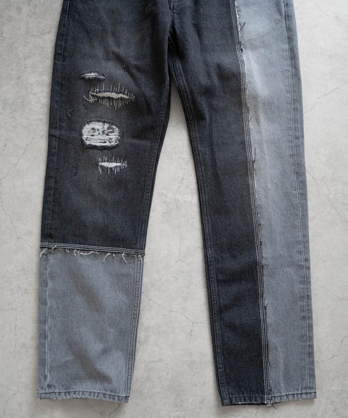 Iroquois（イロコイ）の「ASYMMETRICAL STRAIGHT PANTS（デニムパンツ・メンズ・ライトインディゴブルー/ダークブラック/ライトブラック/ダークインディゴブルー・2/4/3/5）」の7枚目の写真
