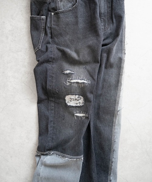 Iroquois（イロコイ）の「ASYMMETRICAL STRAIGHT PANTS（デニムパンツ・メンズ・ライトインディゴブルー/ダークブラック/ライトブラック/ダークインディゴブルー・2/4/3/5）」の10枚目の写真