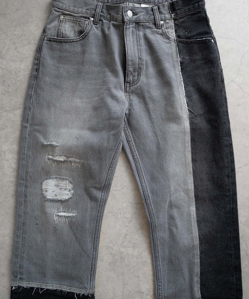 Iroquois（イロコイ）の「ASYMMETRICAL STRAIGHT PANTS（デニムパンツ・メンズ・ライトインディゴブルー/ダークブラック/ライトブラック/ダークインディゴブルー・2/4/3/5）」の12枚目の写真