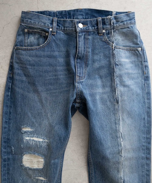 Iroquois（イロコイ）の「ASYMMETRICAL STRAIGHT PANTS（デニムパンツ・メンズ・ライトインディゴブルー/ダークブラック/ライトブラック/ダークインディゴブルー・2/4/3/5）」の19枚目の写真