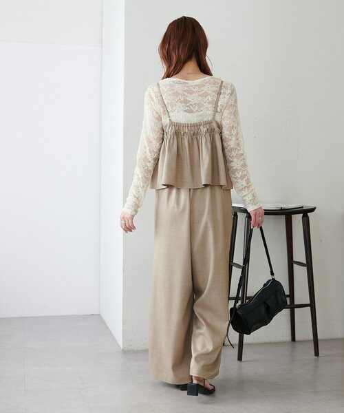 DISCOAT（ディスコート）の「【WEB限定】クロスフリルサロペット（サロペット/オーバーオール・レディース・グレイッシュベージュ/ブラック・MEDIUM）」の13枚目の写真