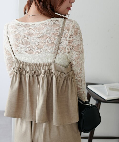 DISCOAT（ディスコート）の「【WEB限定】クロスフリルサロペット（サロペット/オーバーオール・レディース・グレイッシュベージュ/ブラック・MEDIUM）」の18枚目の写真