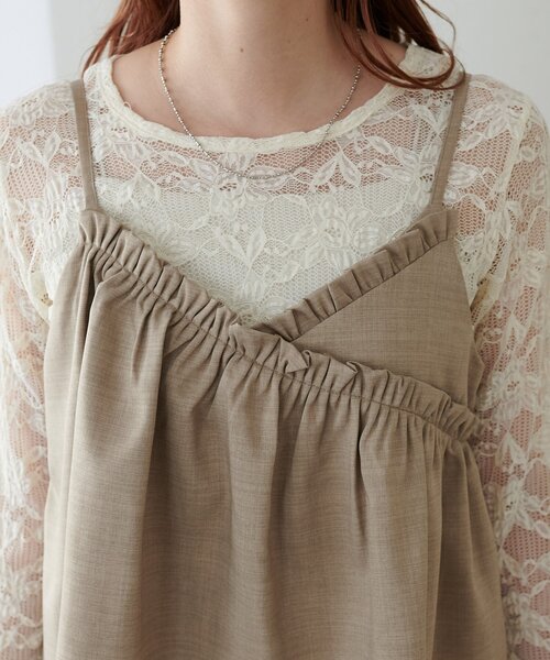 DISCOAT（ディスコート）の「【WEB限定】クロスフリルサロペット（サロペット/オーバーオール・レディース・グレイッシュベージュ/ブラック・MEDIUM）」の21枚目の写真