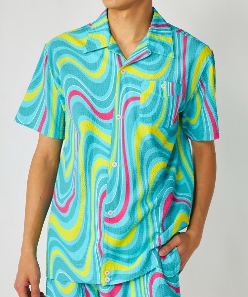 Loudmouth(ラウドマウス)の「LOUDMOUTH/ラウドマウス ゴルフウェア 吸汗速乾 UVカット 接触冷感 半袖 ニットサッカー 開襟シャツ(シャツ/ブラウス・メンズ・その他2/その他1/その他・L/M/LL)」の2枚目の写真