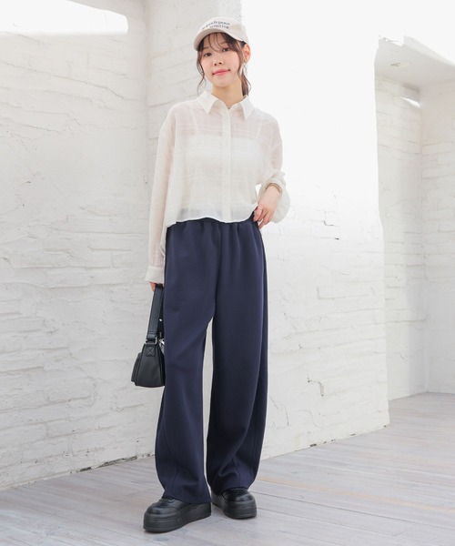 Honeys(ハニーズ)の「レース付カーブパンツ(スウェットパンツ・レディース・杢グレー/ネイビー・L/LL/M/S/SS)」の3枚目の写真