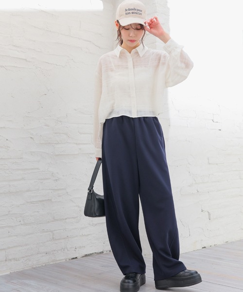 Honeys(ハニーズ)の「レース付カーブパンツ(スウェットパンツ・レディース・杢グレー/ネイビー・L/LL/M/S/SS)」の4枚目の写真
