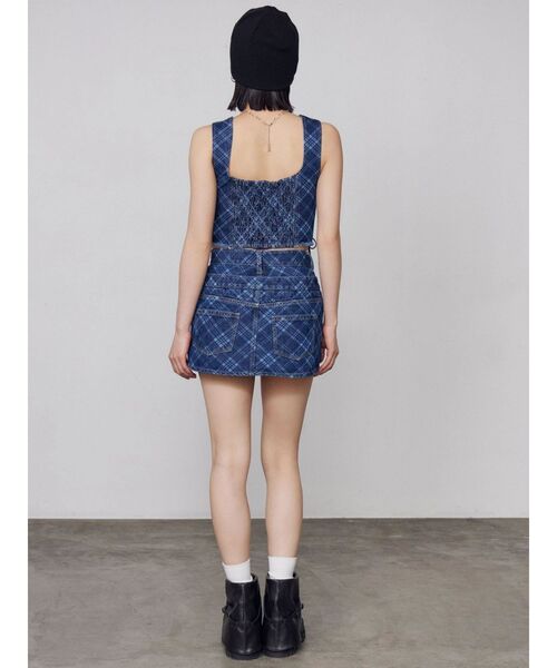 EMODA（エモダ）の「ベルトレイヤードボクシースカート（スカート・レディース・ライトブルー/ブラウン/インディゴブルー・MEDIUM/SMALL）」の14枚目の写真