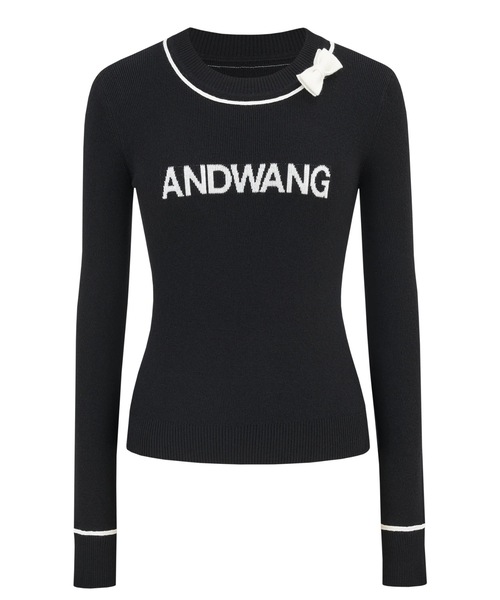 トップス Insignia Ribbon Knit Top Andwang Insignia Ribbon Knit Top（Tシャツ/カットソー）｜andwang
