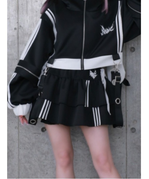 Amilige(アミリージュ)の「ハイウエストフリルジャージパンツ(その他パンツ・レディース・ブラック×ホワイト/ホワイト×ブルー/ブラック×パープル/ブラック×ピンク・FREE)」の12枚目の写真
