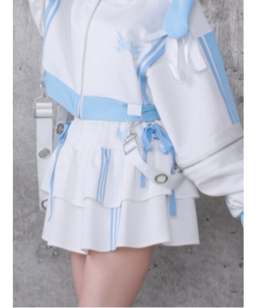 Amilige(アミリージュ)の「ハイウエストフリルジャージパンツ(その他パンツ・レディース・ブラック×ホワイト/ホワイト×ブルー/ブラック×パープル/ブラック×ピンク・FREE)」の9枚目の写真
