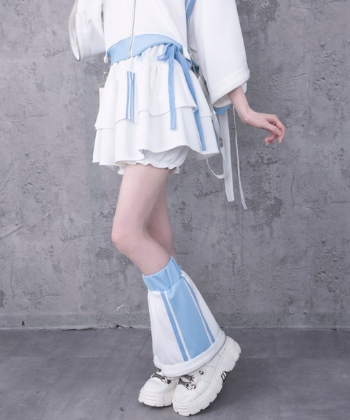 Amilige(アミリージュ)の「ハイウエストフリルジャージパンツ(その他パンツ・レディース・ブラック×ホワイト/ホワイト×ブルー/ブラック×パープル/ブラック×ピンク・FREE)」の20枚目の写真