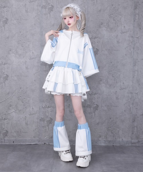 Amilige(アミリージュ)の「ハイウエストフリルジャージパンツ(その他パンツ・レディース・ブラック×ホワイト/ホワイト×ブルー/ブラック×パープル/ブラック×ピンク・FREE)」の21枚目の写真
