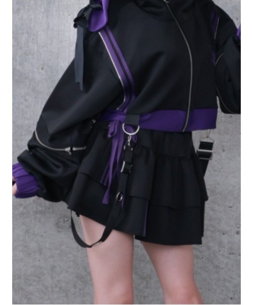 Amilige(アミリージュ)の「ハイウエストフリルジャージパンツ(その他パンツ・レディース・ブラック×ホワイト/ホワイト×ブルー/ブラック×パープル/ブラック×ピンク・FREE)」の22枚目の写真