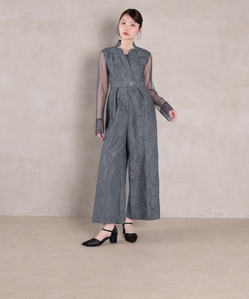 Kana(カナ)の「ボンディングレース オールインワン パンツドレス シアートップス 2点セット パーティー 結婚式 お呼ばれ オケージョン(パンツドレス・レディース・ブラック/カーキ/ブルー系その他・M)」の21枚目の写真