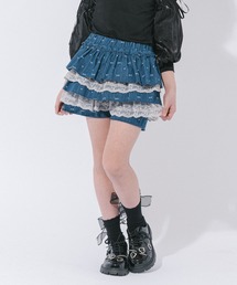 URBAN CHERRY（アーバンチェリー）の「【CHIPIE/シピ】レースツーティアリボンデニムフリルショートパンツ（デニムスカート）」