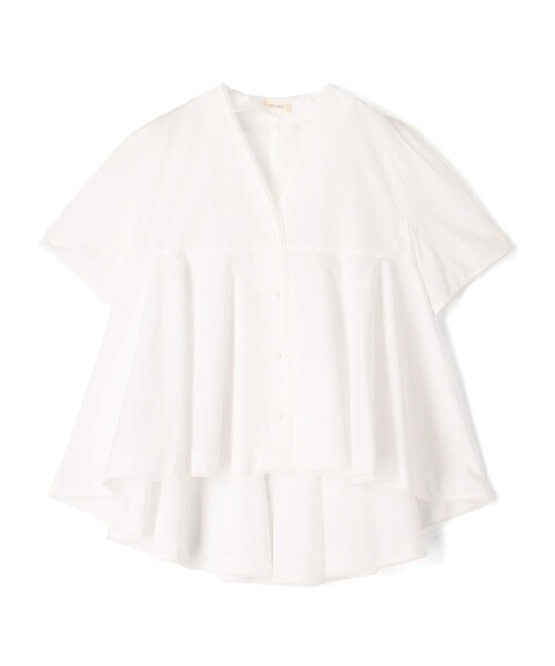 DES PRES（デ・プレ）の「【WEB先行予約】コットンタイプライター フレアテールブラウス（シャツ/ブラウス・レディース・ホワイト/ブラック・FREE）」の2枚目の写真