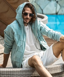 1PIU1UGUALE3  RELAX （ウノピゥウノウグァーレトレ リラックス）の「1PIU1UGUALE3 RELAX(ウノピゥウノウグァーレトレ リラックス)ブロックニット ジップアップフーディー（パーカー）」