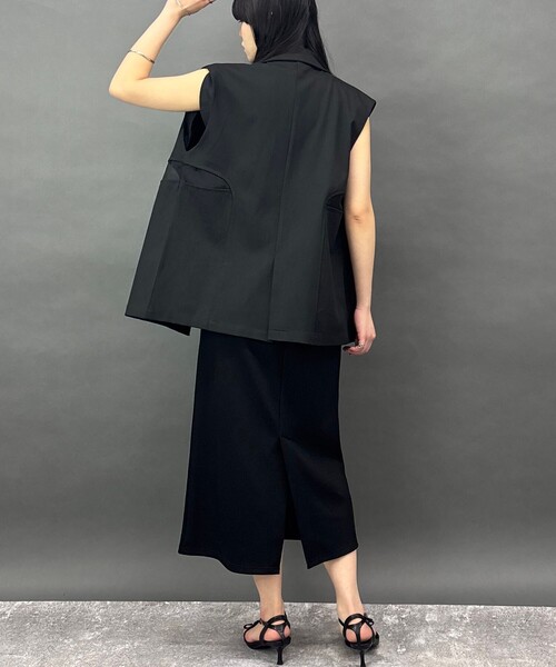 NICOLE white（ニコルホワイト）の「異素材切替ジレ（ベスト・レディース・ブラック・FREE）」の6枚目の写真