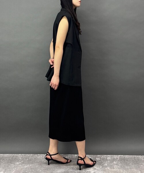 NICOLE white（ニコルホワイト）の「異素材切替ジレ（ベスト・レディース・ブラック・FREE）」の7枚目の写真