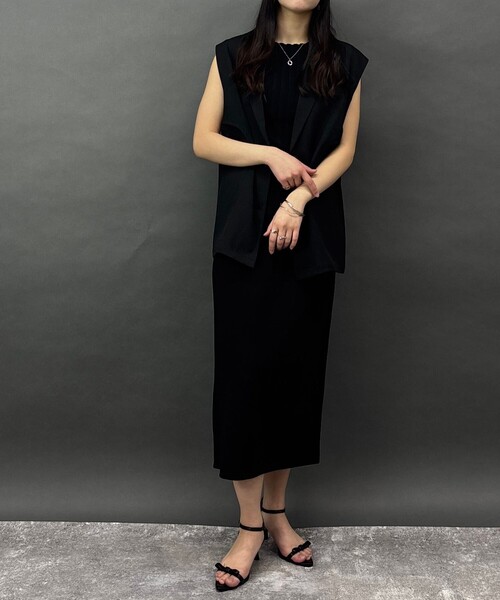 NICOLE white（ニコルホワイト）の「異素材切替ジレ（ベスト・レディース・ブラック・FREE）」の8枚目の写真