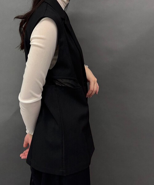 NICOLE white（ニコルホワイト）の「異素材切替ジレ（ベスト・レディース・ブラック・FREE）」の10枚目の写真