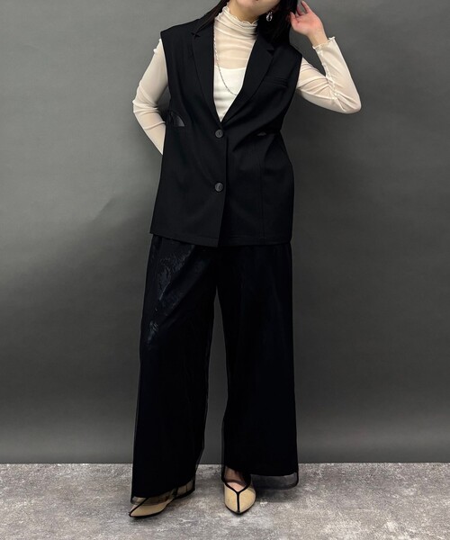 NICOLE white（ニコルホワイト）の「異素材切替ジレ（ベスト・レディース・ブラック・FREE）」の12枚目の写真