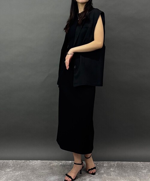 NICOLE white（ニコルホワイト）の「異素材切替ジレ（ベスト・レディース・ブラック・FREE）」の14枚目の写真