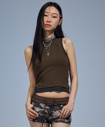 VETEZE（ベテゼ）の「Slim Fit Layered Sleeveless (Khaki/N)（Tシャツ/カットソー）」