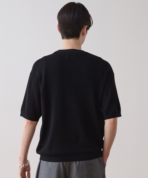LUENNA（ルエナ）の「【LUENNA】Mesh Crew Neck Summer Knit T-Shirt / メッシュクルーネックサマーニットTシャツ（Tシャツ/カットソー・メンズ・ブラック/アイボリー・S/M/L）」の12枚目の写真