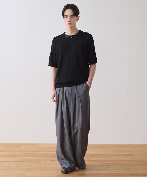 LUENNA（ルエナ）の「【LUENNA】Mesh Crew Neck Summer Knit T-Shirt / メッシュクルーネックサマーニットTシャツ（Tシャツ/カットソー・メンズ・ブラック/アイボリー・S/M/L）」の15枚目の写真