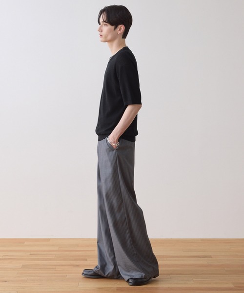 LUENNA（ルエナ）の「【LUENNA】Mesh Crew Neck Summer Knit T-Shirt / メッシュクルーネックサマーニットTシャツ（Tシャツ/カットソー・メンズ・ブラック/アイボリー・S/M/L）」の16枚目の写真