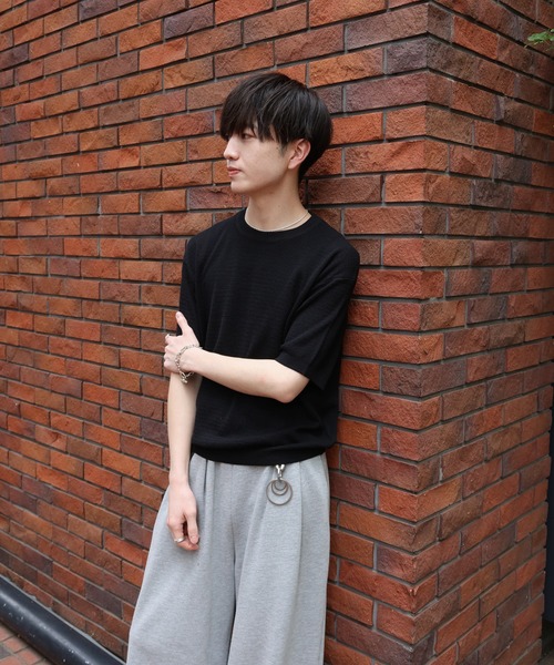 LUENNA（ルエナ）の「【LUENNA】Mesh Crew Neck Summer Knit T-Shirt / メッシュクルーネックサマーニットTシャツ（Tシャツ/カットソー・メンズ・ブラック/アイボリー・S/M/L）」の19枚目の写真