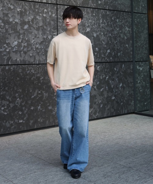 LUENNA（ルエナ）の「【LUENNA】Mesh Crew Neck Summer Knit T-Shirt / メッシュクルーネックサマーニットTシャツ（Tシャツ/カットソー・メンズ・ブラック/アイボリー・S/M/L）」の21枚目の写真